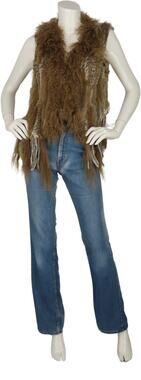 Subtle Luxury Knitted Rabbit Mongolian Sheep Fur Fringe Gypsy Boho Festival Vest